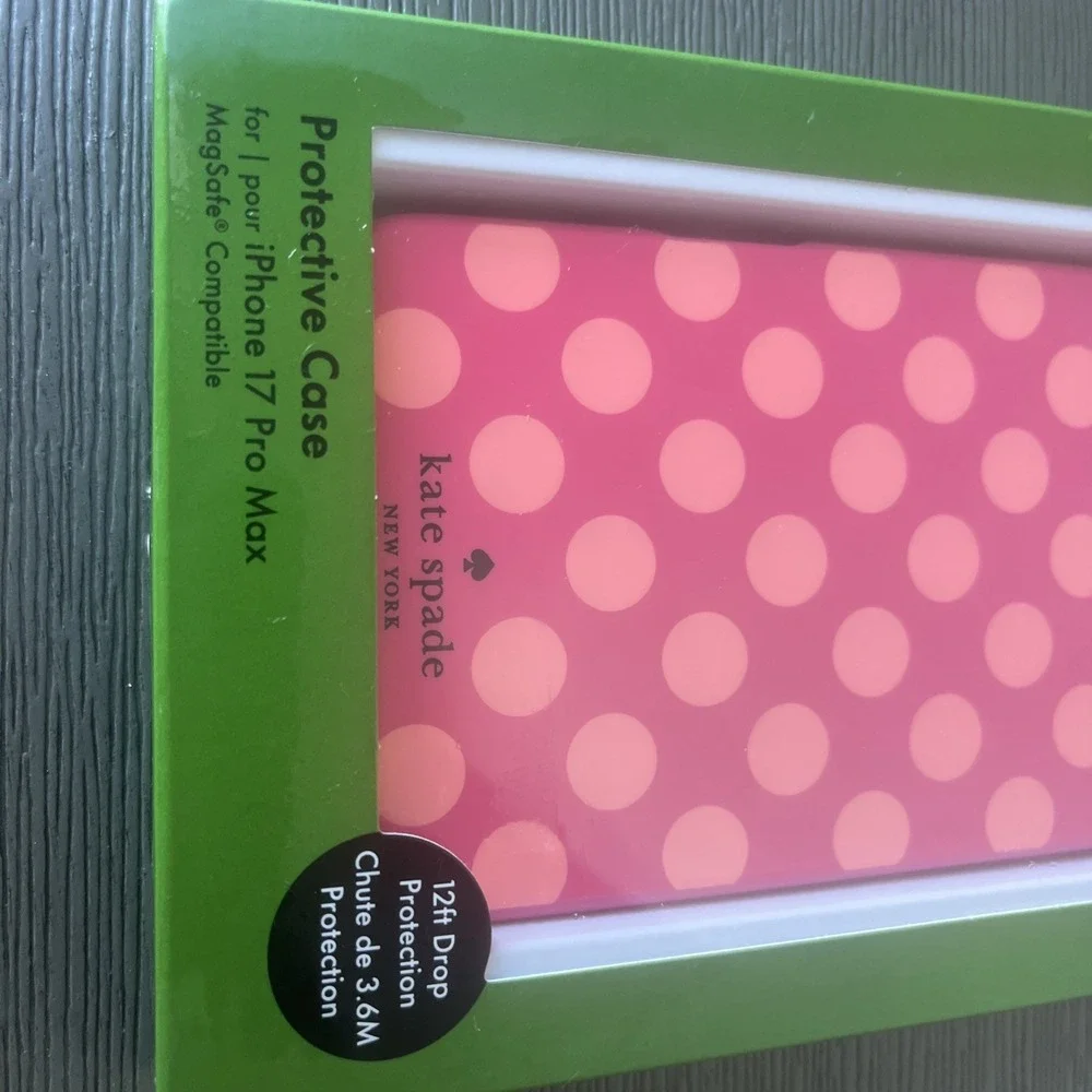 Kate Spade iPhone 17 Pro Max Protective Polka Dot Case MagSafe Orange Pink NIB